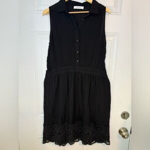 Promod Black Pleated V-Neck Sundress